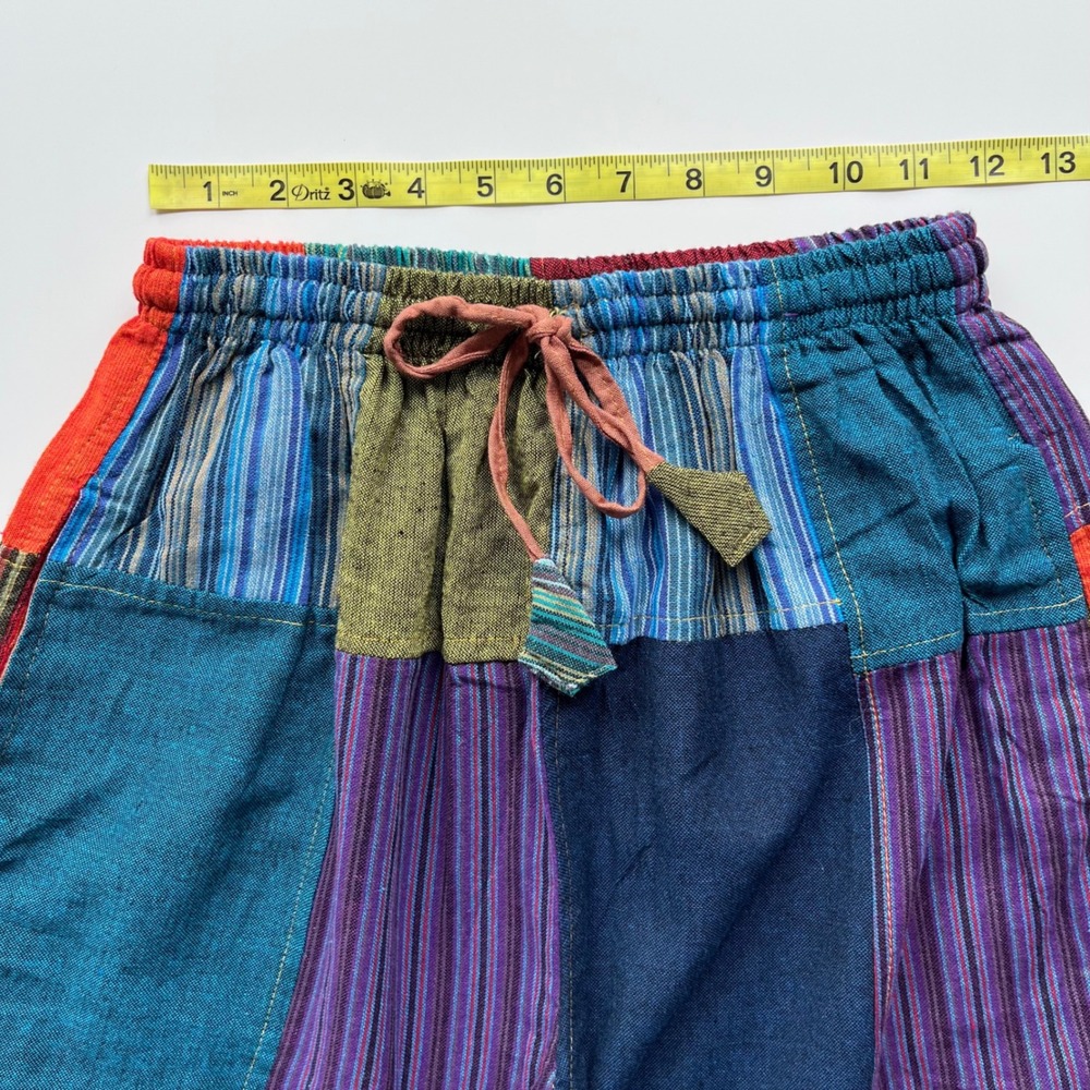 Boho Handmade Cotton Patchwork Pants Womens Small Nepal - Picture 7 of 11